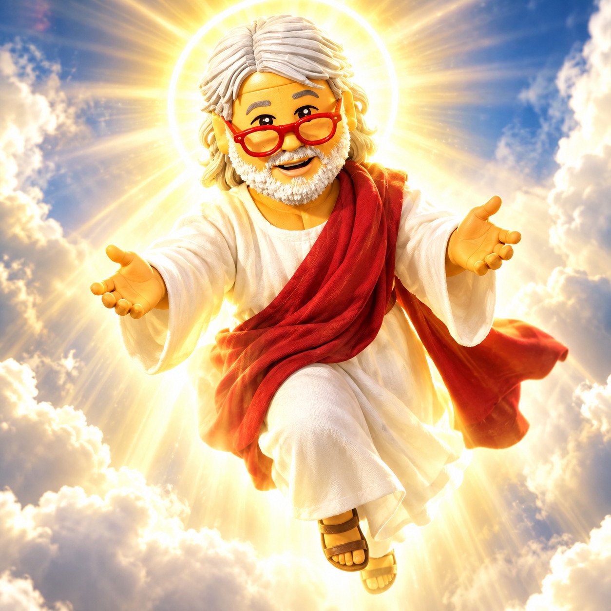 Icône officielle du Retour : le Grand Rabah en minifig, lunettes rouges, auréole